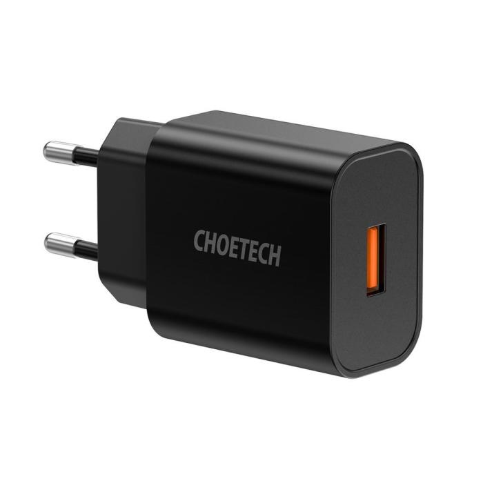 Bild 3, Choetech 18W PD USB-A Väggladdare Svart