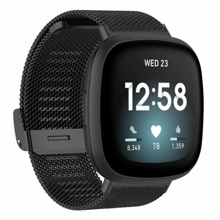 Bild 5, Fitbit Versa 4/Sense 2 Armband Metall Svart