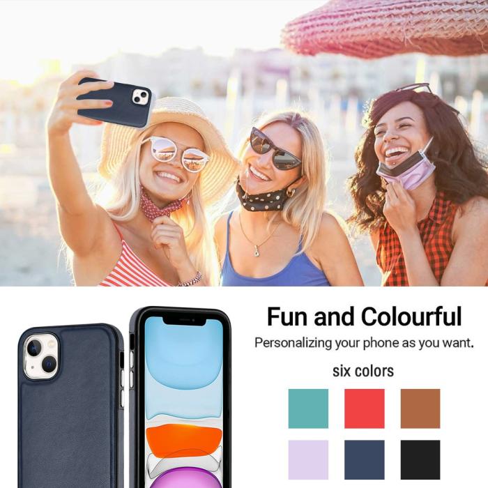 Bild 6, iPhone 15 Skal Läderbelagt Safirblå