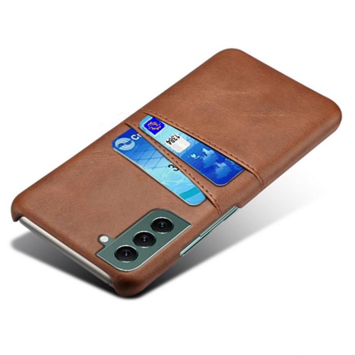 Bild 3, Samsung Galaxy S24 Läderbelagt Skal Med Kortfack Brun