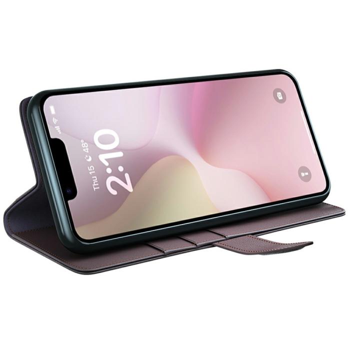 Bild 3, iPhone 17e / 16e Fodral Premium Äkta Läder Brun