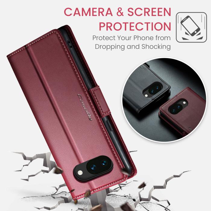 Bild 6, CASEME Google Pixel 10a Fodral RFID Läder Röd
