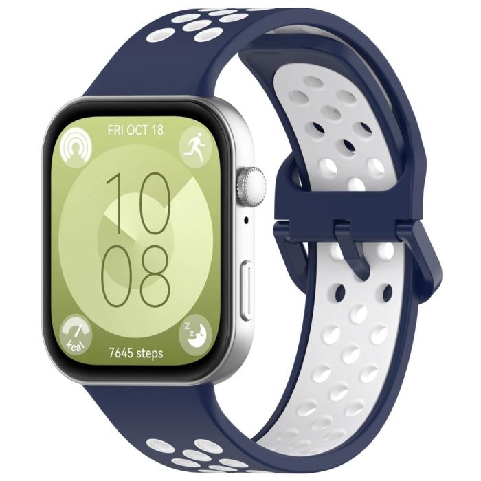 Bild 4, Huawei Watch Fit 3 Sportarmband Dual-Color Mörkblå/Vit