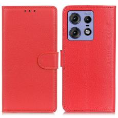 Motorola Edge 50 Pro 5G Fodral Litchi Läder Röd