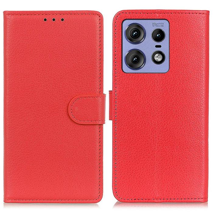 Bild 1, Motorola Edge 50 Pro 5G Fodral Litchi Läder Röd