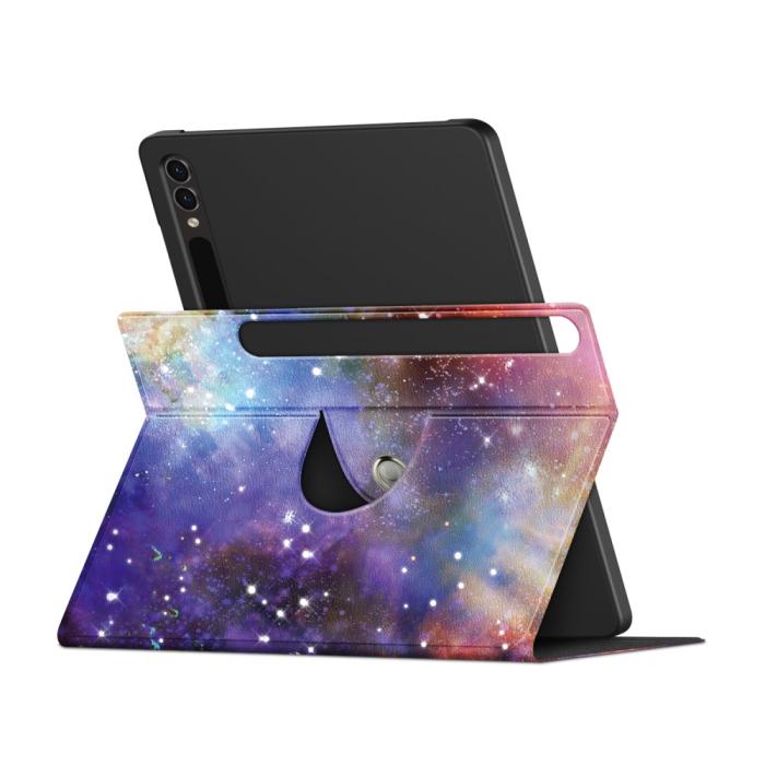 Bild 4, Galaxy Tab S9 Plus Fodral 360° Rotation Läder Cosmic Space
