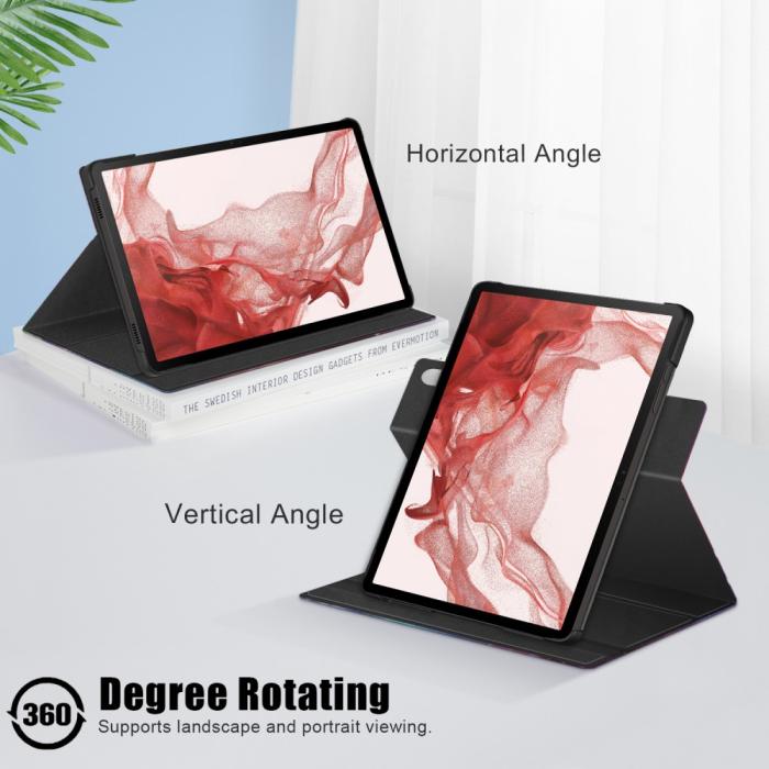 Bild 5, Galaxy Tab S9 Plus Fodral 360° Rotation Läder Cosmic Space