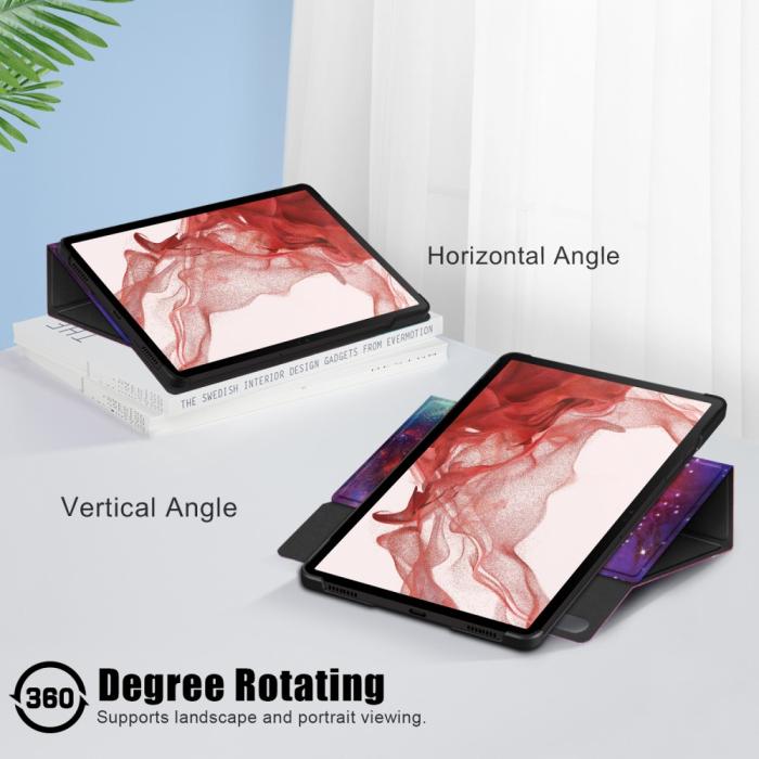 Bild 6, Galaxy Tab S9 Plus Fodral 360° Rotation Läder Cosmic Space