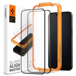 Spigen iPhone 15 2-PACK ALM Glas FC Heltäckande Skärmskydd