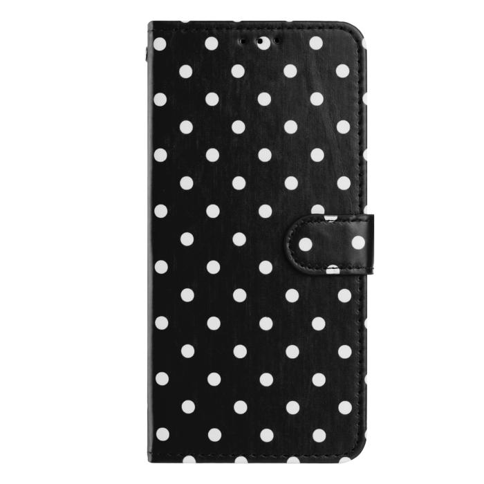 Bild 3, Motorola Edge 70 Fodral Polka Dot Läder Svart / Vit