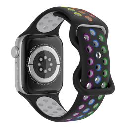 Sportarmband Dual-Color Apple Watch 41/40/38 mm (M/L) Svart/Rainbow