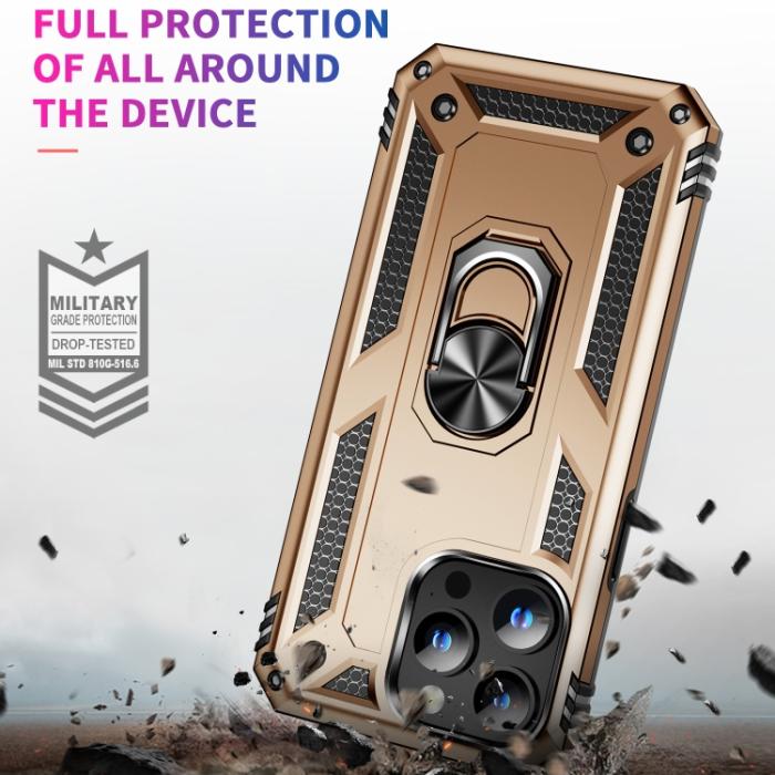 Bild 3, iPhone 15 Pro Skal Hybrid Armor Ring Guld