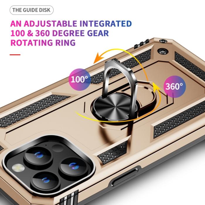 Bild 4, iPhone 15 Pro Skal Hybrid Armor Ring Guld