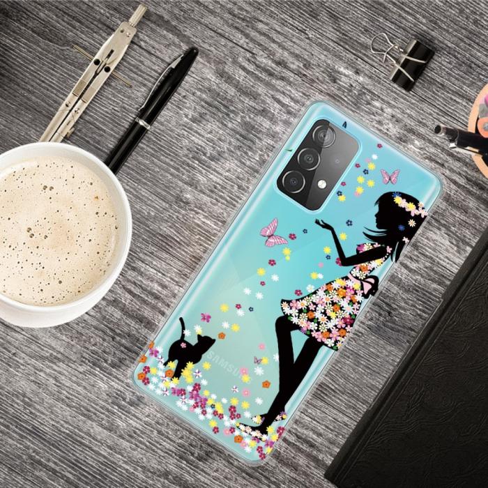 Bild 4, Samsung Galaxy A32 5G - Skal Med Tryck - Flicka/Katt