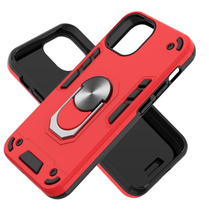 Bild 2, iPhone 13 Mini - Armor Ring Skal Med Magnetplatta - Röd