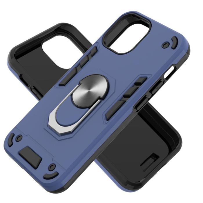 Bild 2, iPhone 13 Mini - Armor Ring Skal Med Magnetplatta - Blå