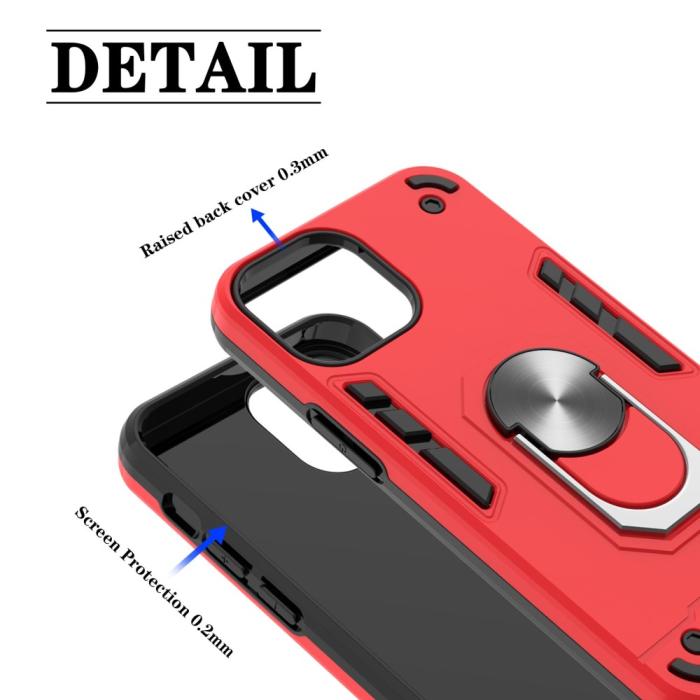 Bild 5, iPhone 13 Mini - Armor Ring Skal Med Magnetplatta - Blå