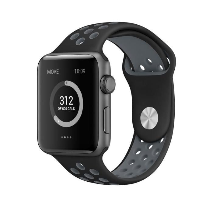 Bild 1, Armband i Silikon - Apple Watch 38/40/41 mm - Svart/Grå