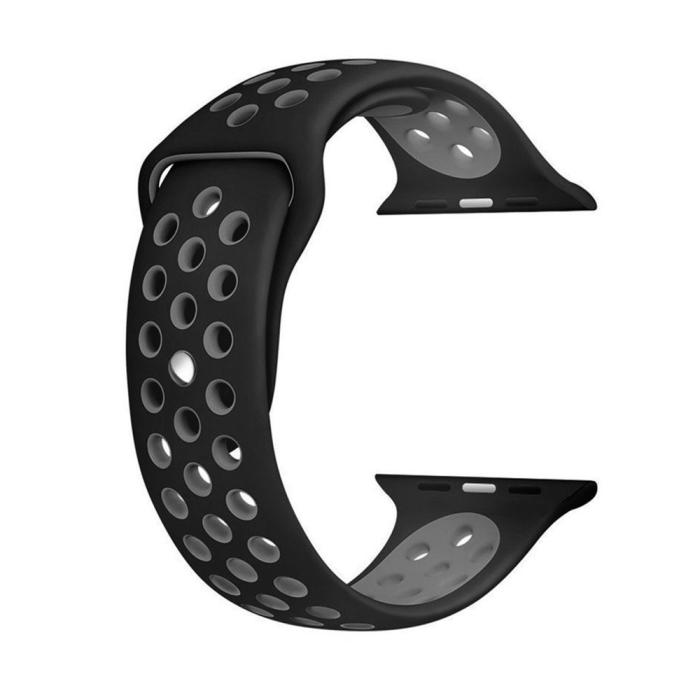 Bild 2, Armband i Silikon - Apple Watch 38/40/41 mm - Svart/Grå