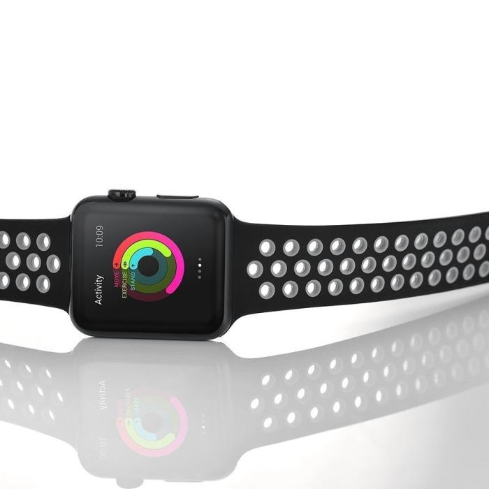 Bild 3, Armband i Silikon - Apple Watch 38/40/41 mm - Svart/Grå