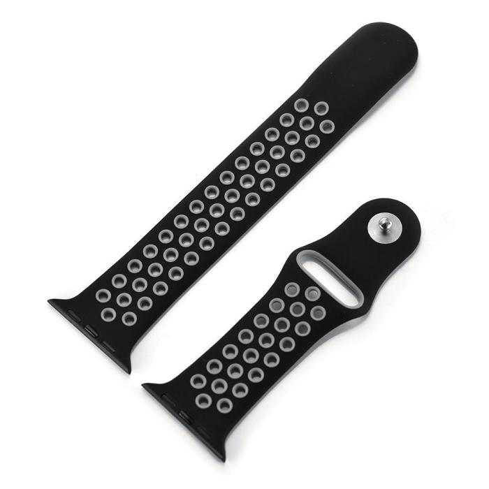 Bild 4, Armband i Silikon - Apple Watch 38/40/41 mm - Svart/Grå