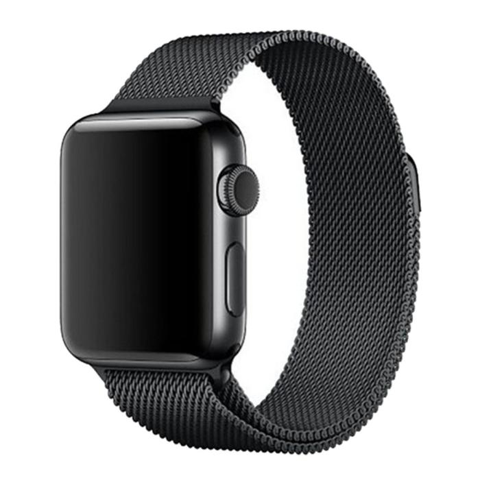Bild 1, Milanese Loop Metall Armband Apple Watch 41/40/38 mm - Svart