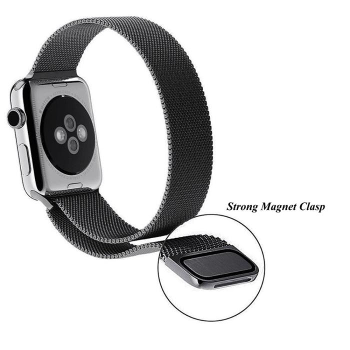 Bild 2, Milanese Loop Metall Armband Apple Watch 41/40/38 mm - Svart