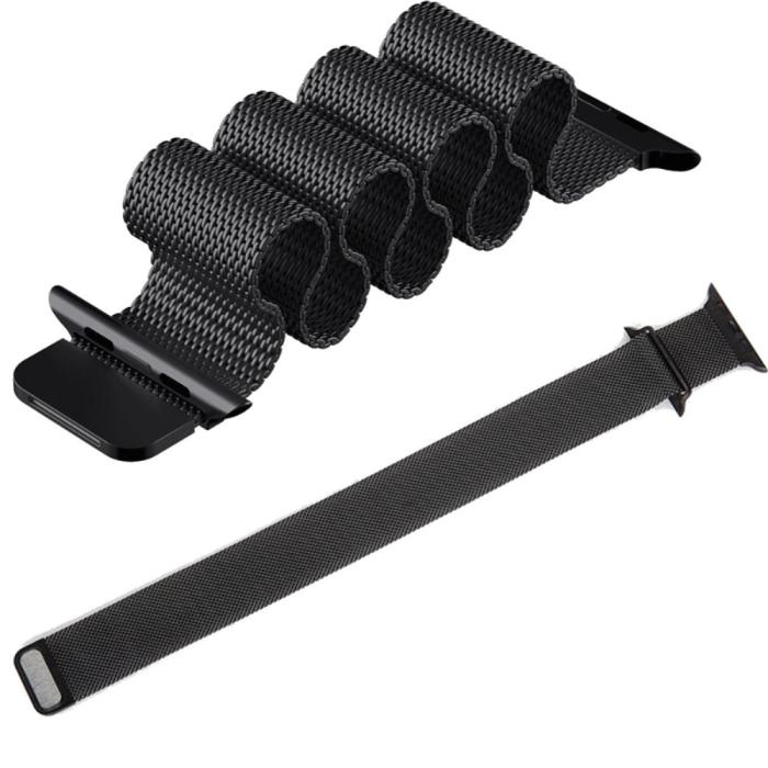 Bild 5, Milanese Loop Metall Armband Apple Watch 41/40/38 mm - Svart