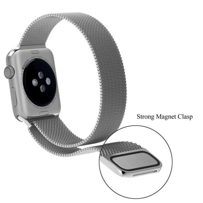 Bild 3, Milanese Loop Metall Armband Apple Watch 41/40/38 mm - Silver