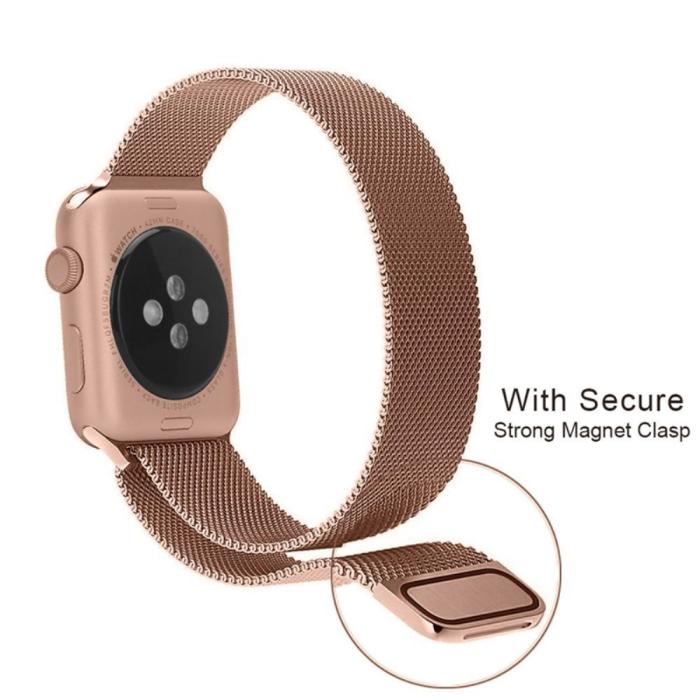 Bild 3, Milanese Loop Metall Armband Apple Watch 42/44/45/49 mm Roséguld