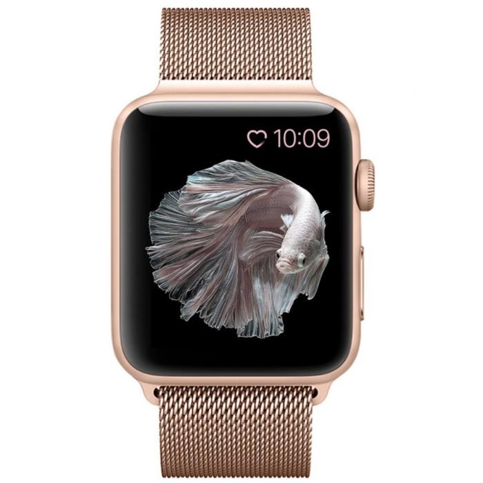 Bild 4, Milanese Loop Metall Armband Apple Watch 42/44/45/49 mm Roséguld