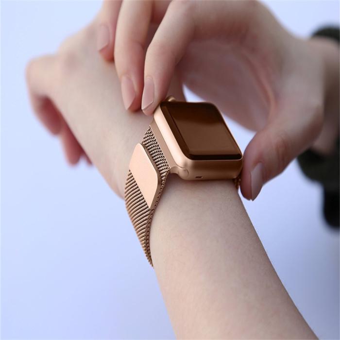 Bild 5, Milanese Loop Metall Armband Apple Watch 42/44/45/49 mm Roséguld