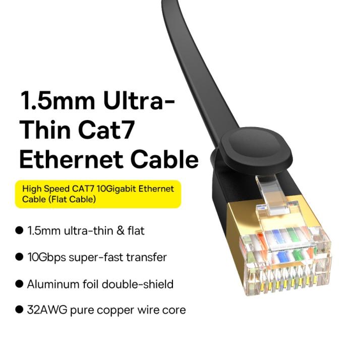 Bild 2, BASEUS 1 m Cat7 RJ45 Nätverkskabel Svart