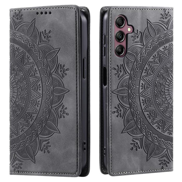 Bild 1, Samsung Galaxy S24 Plus Fodral Flip Mandala Läder Grå