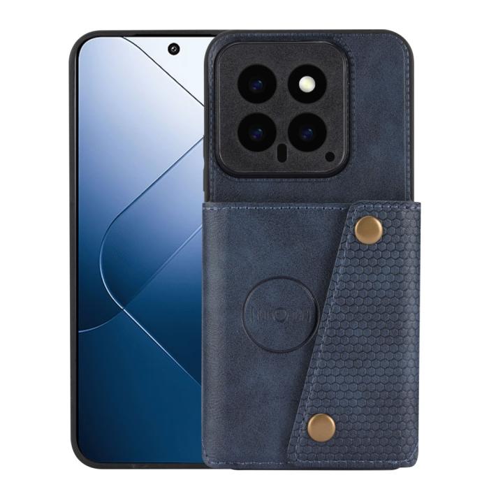 Bild 1, Xiaomi 14 Skal Läder Med Kortfack Och Magnet Blå