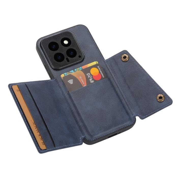 Bild 2, Xiaomi 14 Skal Läder Med Kortfack Och Magnet Blå