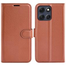 Motorola Moto G86 5G Fodral Litchi L&auml;der Brun