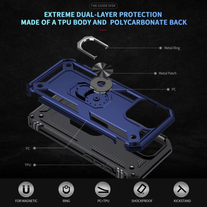 Bild 5, iPhone 16 Pro Max Skal Shockproof Hybrid Ring Blå