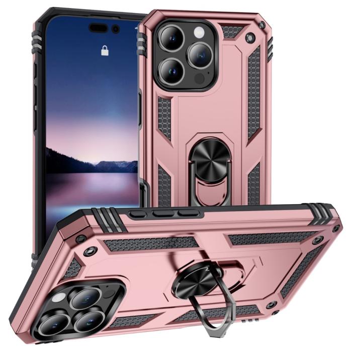 Bild 1, iPhone 16 Pro Max Skal Shockproof Hybrid Ring Roséguld