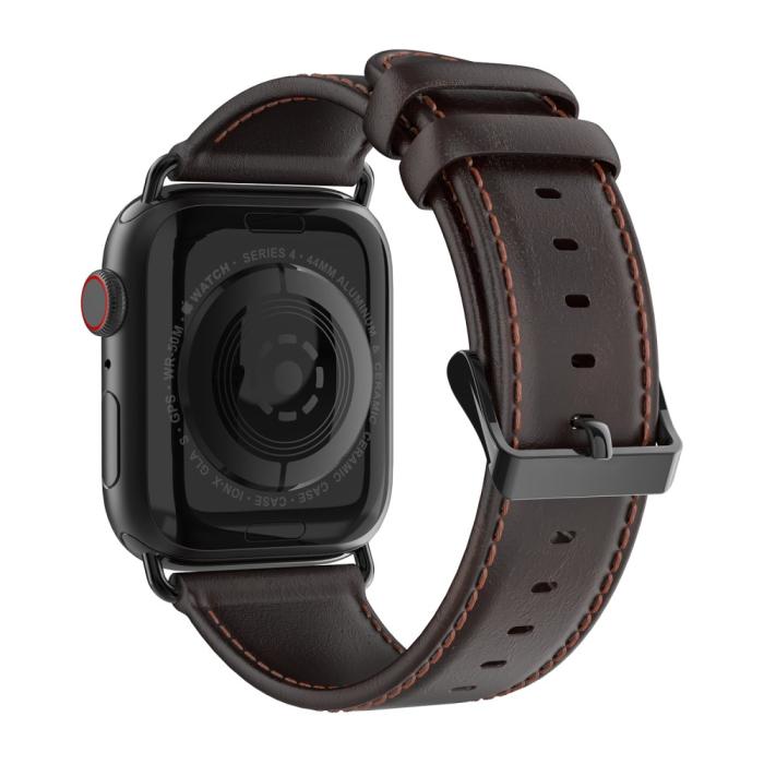 Bild 1, Apple Watch 38/40/41 mm Klockarmband Äkta Läder Mörk Brun