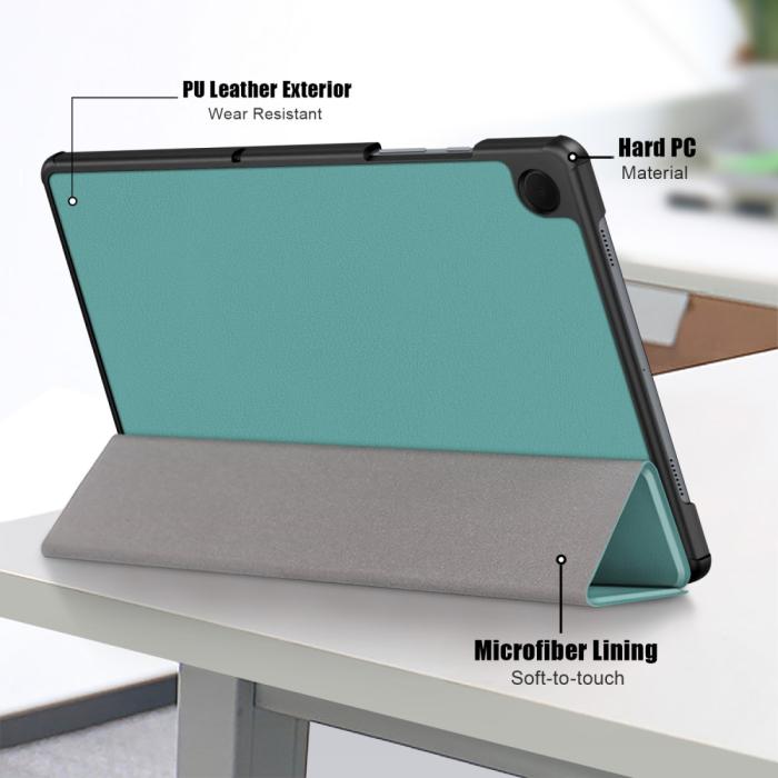 Bild 6, Samsung Galaxy Tab A9 Plus Fodral Tri-Fold PU Läder Svartgrön
