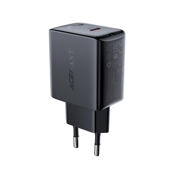 Bild 1, Acefast 20W PD USB-C Snabbladdare Väggladdare Svart
