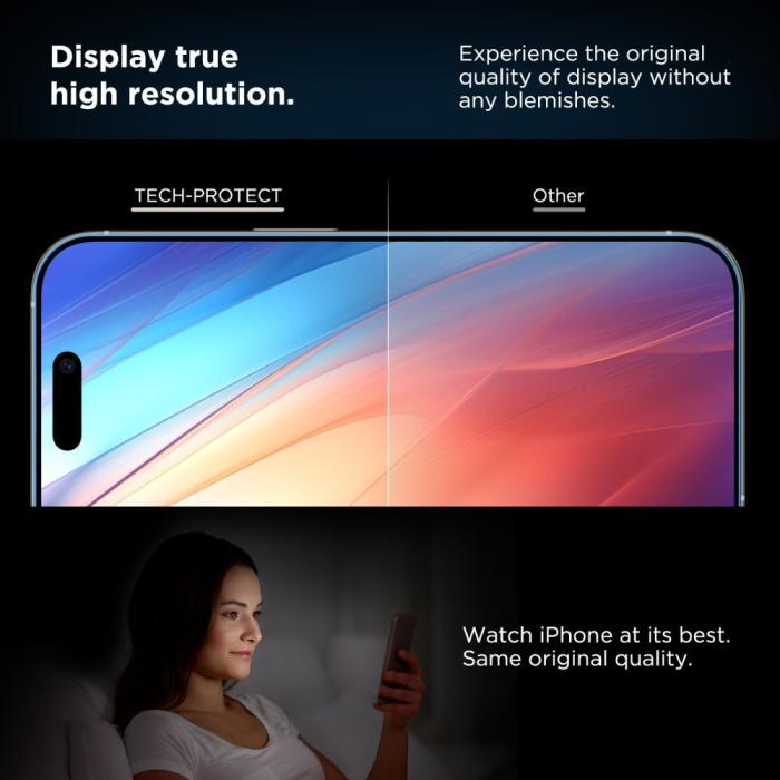 Bild 3, Tech-Protect iPhone 15 Pro 2-PACK Skärmskydd Quick Set+ Svart