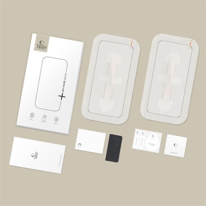 Bild 5, Tech-Protect iPhone 15 Pro 2-PACK Skärmskydd Quick Set+ Svart