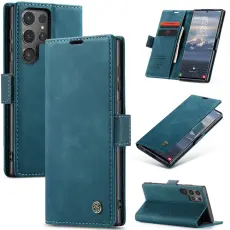 CASEME Samsung Galaxy S25 Ultra Fodral Retro L&auml;der Bl&aring;