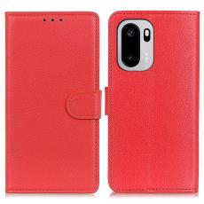 OnePlus 15R Fodral Litchi L&auml;der R&ouml;d