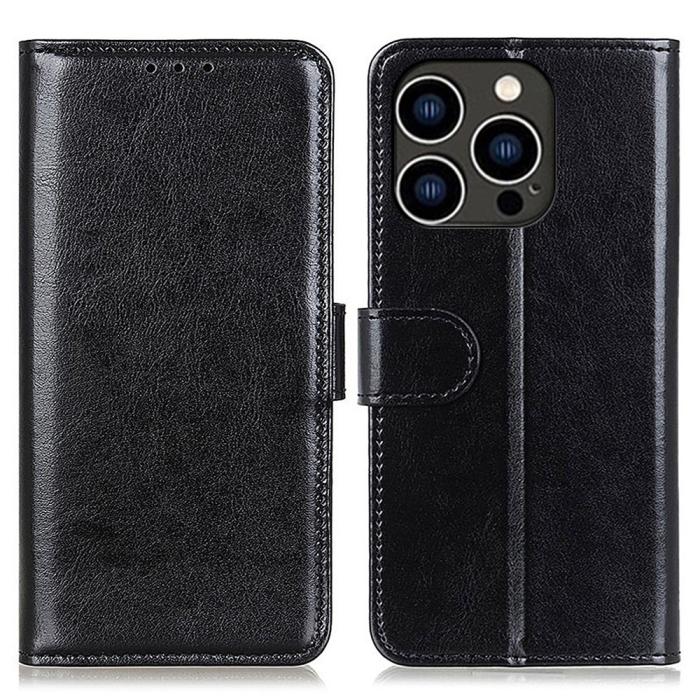 Bild 1, iPhone 16 Pro Fodral Läder Crazy Horse Svart