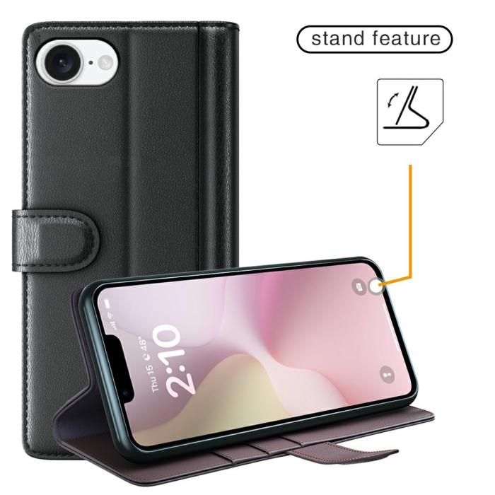 Bild 6, iPhone 17e / 16e Fodral Premium Äkta Läder Brun