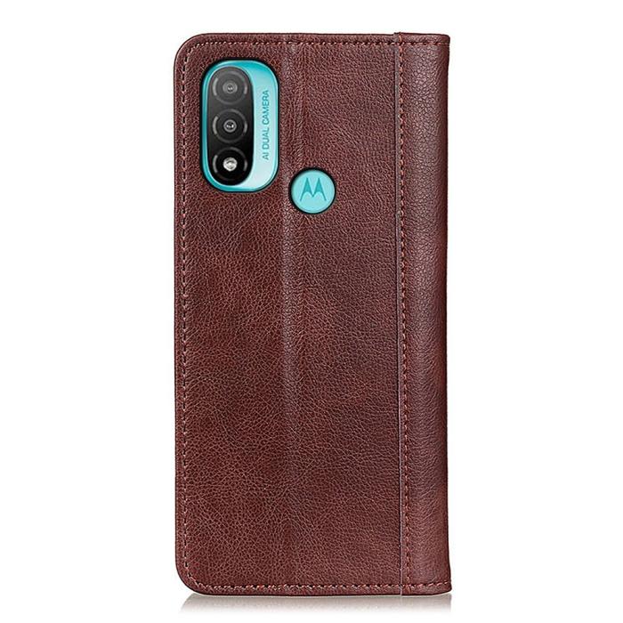 Bild 3, Motorola Moto E20 / E40 Fodral Flip Split Läder Brun
