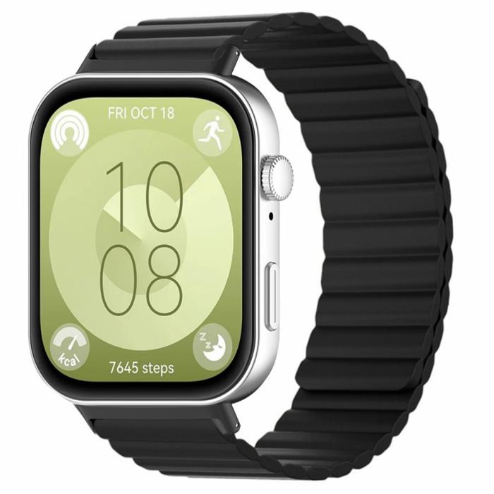 Bild 2, Huawei Watch Fit 3 Klockarmband Magnetiskt Justerbart Silikon Svart